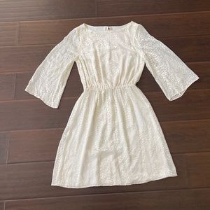Alice + Olivia Ivory Cream Long Sleeve Silk Stretch Cocktail Dress Sz S/P